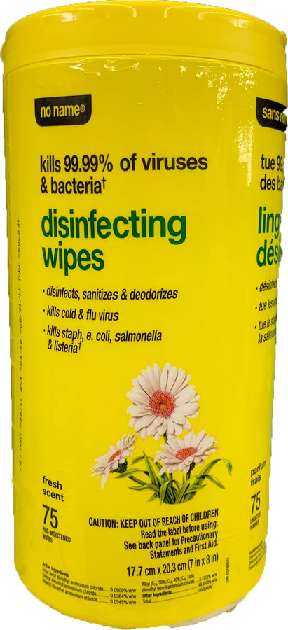 No Name Disinfectant Wipes 75 Pack