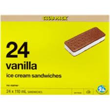 Image of No Name Vanilla Ice Cream Sandwiches 24 Pk