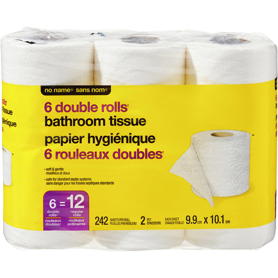 No Name Bathroom Tissue - 6 Double Rolls - 6pk
