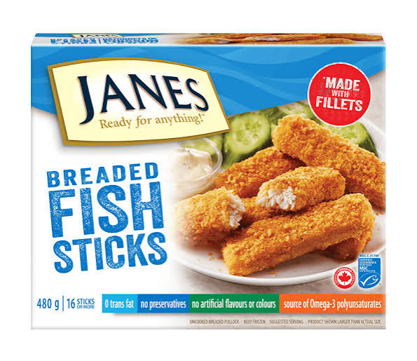 JANES FISH BREADED STICKS 450G