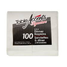 Table Accent Dinner Napkins - 2 Ply 100 Sheets