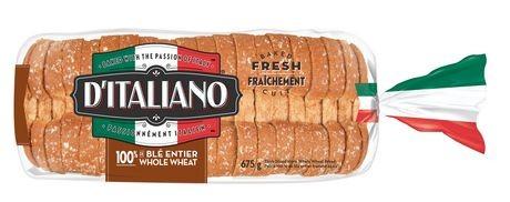 D'Italiano Thick Slice Bread, Whole Wheat 675g