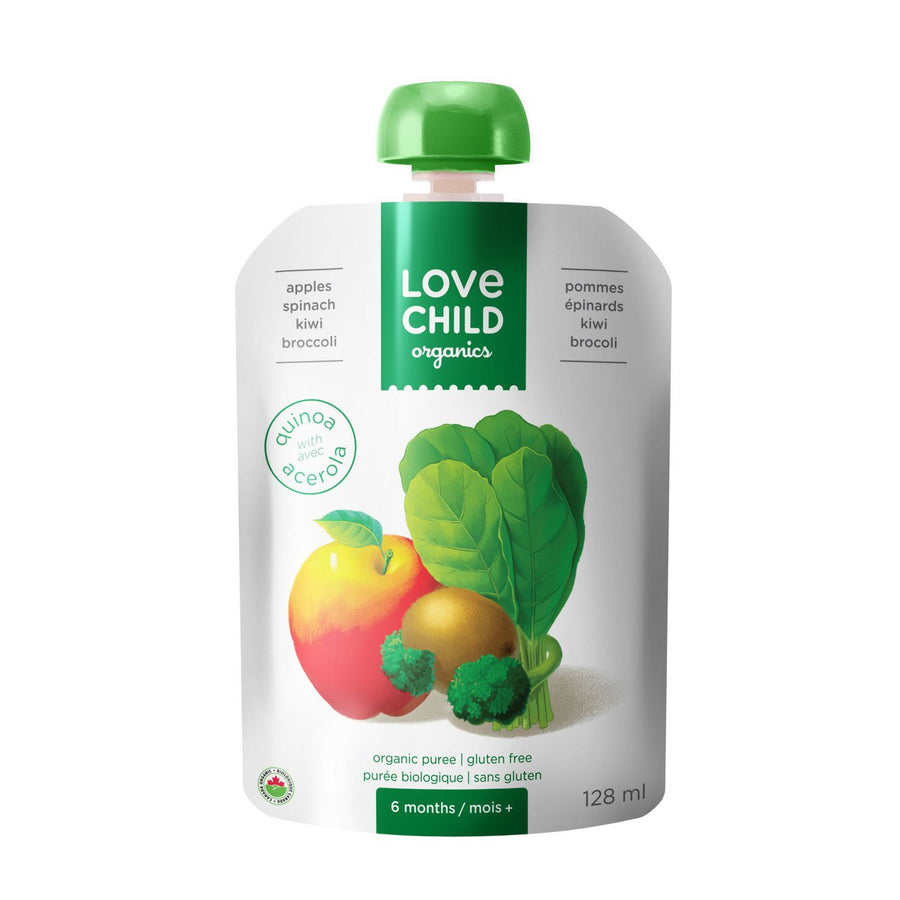Love Child, Organic Apple Spinach Kiwi Broccoli Puree Pouch 128mL