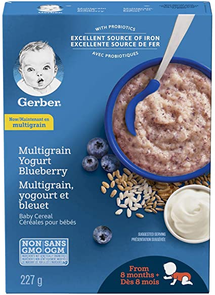 Gerber Multigrain Yogurt Blueberry Baby Cereal 227 G