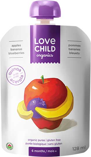 Love Child, Organic Apples, Bananas & Blueberries 128 mL