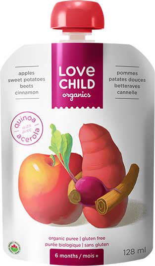 Love Child, Organic Apples, Sweet Potatoes, Beets & Cinnamon Pouch 128 mL