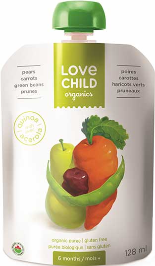Love Child, Organic Pears, Carrots, Green Beans & Prunes 128mL