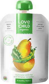 Love Child, Organic Pear, Kale, & Peas Puree Pouch 128mL